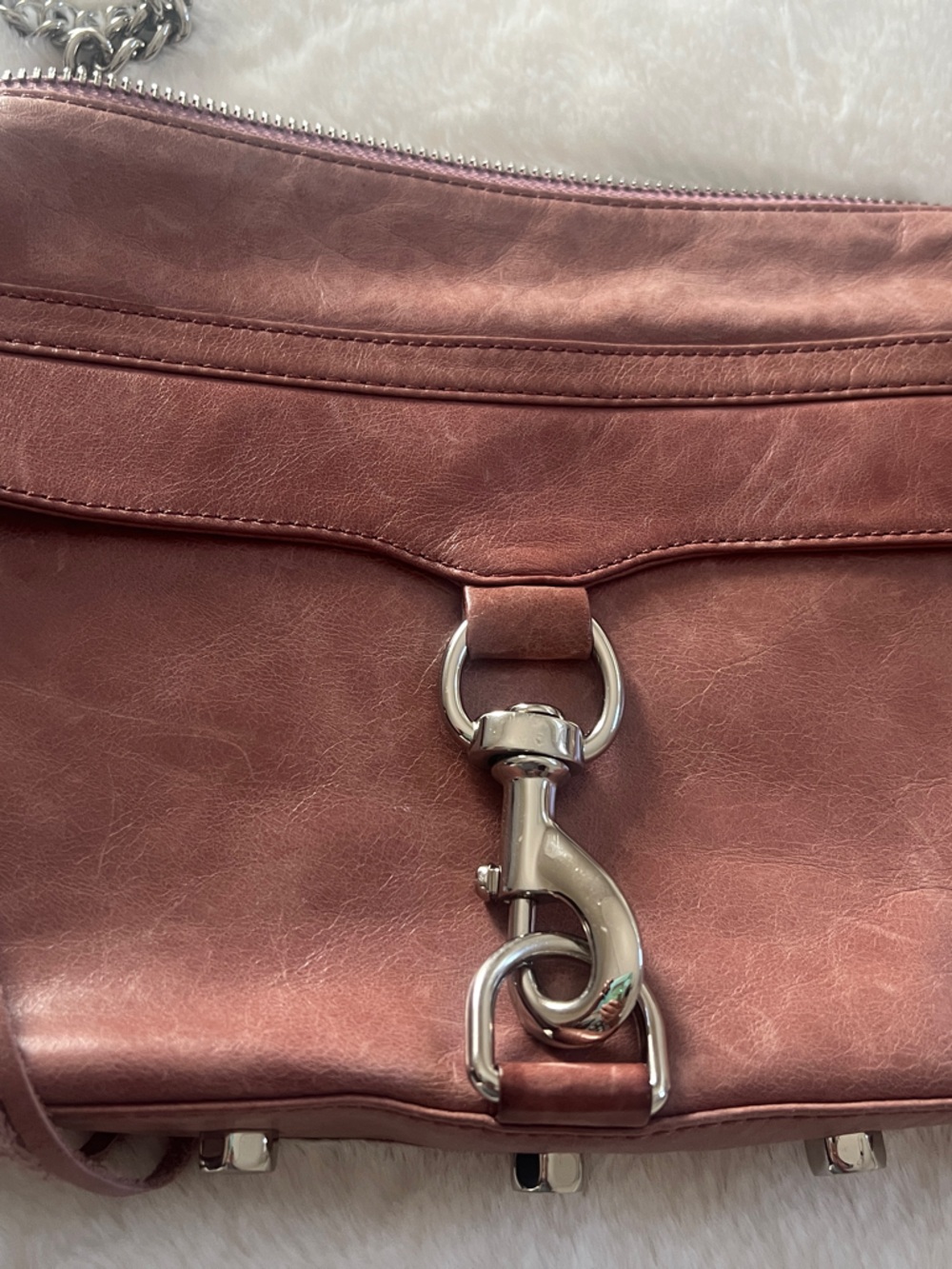 Rebecca Minkoff Metallic Mauve Shoulder Bag with Silver Hardware